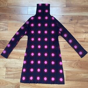 Pleated Please Issey Miyake Pink Polka Dot Tunic Top Dress Sz 3